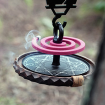 Thous Winds outdoor folding mosquito coil home black walnut camping tray wild gray mosquito incense rack