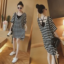 Large size womens clothing 2021 summer new fat sister foreign style fashionable thin meat halter dress two-piece suit