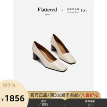 (Swedish official direct sales) Flattered ) Mia cream white solid color soft leather womens shoes square head