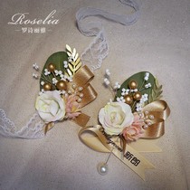 Xianmei-Sen wedding bride wrist flower senior sense bridesmaid girl hand flower European groom corsage suit brooch