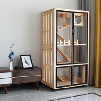 MOOI solid wood cat Villa indoor two-story three-story wooden cat cage kitten kitten kitten kittens home house short leg Cat Cabinet