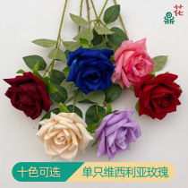 Emulated flower single suede cloth rose bouquet Flowers Bouquet Fake Flowers Home Hotel Inserts Vase Decoration Shop Window Hem