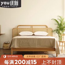 Nordic solid wood bed modern simple ash ins1 8 m bed creative furniture homestay CANE rattan double bed