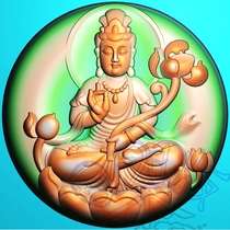 Round sitting lotus Guanyin holding lotus Guanyin fine carving jdp gray scale bmp relief drawing computer engraving