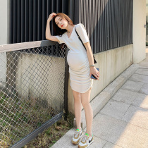 2021 maternity clothes new spring white slim dress summer fashion mom age-reducing temperament fashion out of foreign style
