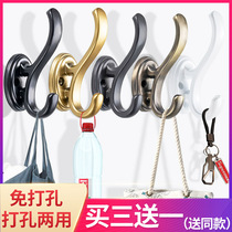 English simple windbreaker hook hook black single hook hanging wardrobe closet clothes hook European hanging cabinet strong hook