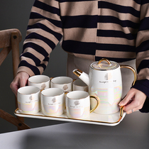 Nordic tea set Ceramic teapot teacup household living room water cup creative modern minimalist set of tea cups