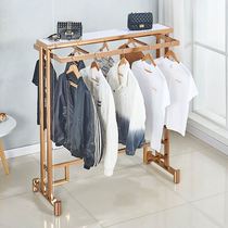 New Rose Gold Landing Middle Island Rack Stainless Steel Show Rack Men And Women Loading Rack Clothing Store Double Bar Positive Side Hanging Hanger