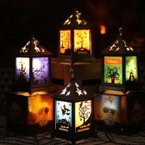 Halloween pumpkin ornaments wind lights skull candle holder indoor portable lantern ornaments bar secret room glowing props