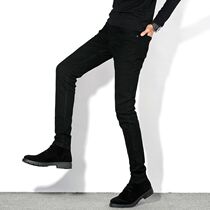 Autumn stretch jeans men slim small pants Tide brand thin tight Korean version of the tide wild black casual pants