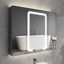 Smart bathroom mirror cabinet with beauty light mirror cabinet with paper suction port plug with seat Stainless steel mirror cabinet defogging customization