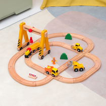 Wooden Trailer Train track entry simple City Assembly Building Blocks Childrens Enlightenment assembly toy puzzle