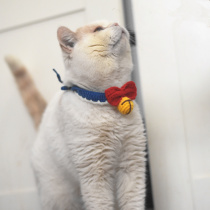 Gentleman Handmade Knit Blue Collar Red Collar Junction Yellow Bell Silent Kitty Small Dog Cute Neck Ring Pet Supplies
