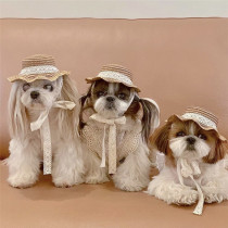 Dog pet hat idyllic small dog Teddy Bai Bear Sunshade Headgear Cat Photo Headwear Accessories