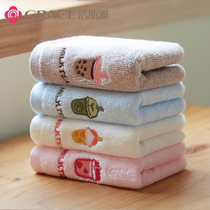 5 strips of Jielia childrens towel cotton wash face household cotton cartoon cute childrens towel baby comfortable absorbent