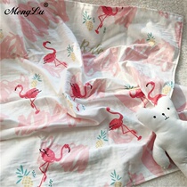 Cotton summer double-woven double-layer gauze cotton-coated soft small scarf fake quilt