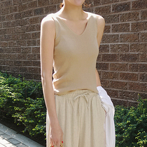 V-neck knit camisole Vest Women spring and autumn suit inside base shirt summer ice silk sleeveless outer wear beauty back top