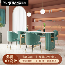 Marble nail table Net Red nail shop single double manicure Taipei European ins Nail table and chair set combination