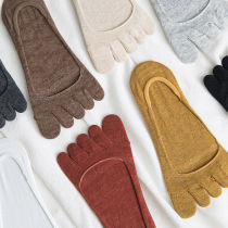 Five Finger Socks Pure Cotton Lady Spring Summer Thin boat socks Toe Socks Deodorant Invisible Shallow silicone anti-slip heel