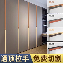 Top invisible handle wardrobe door black gold luxury thumb with leather non-perforated drawer full body extension handle