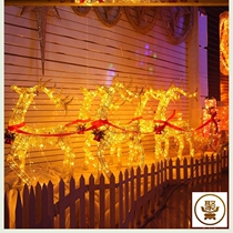 Shopping mall scene layout elk decoration package Christmas elk Golden Elk ornament pull sled iron art glowing