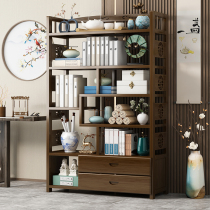 Solid wood light and luxurious Chinese multilayer Nan bamboo containing bookshelf Sub-shelve Landing Living Room Bedroom Bookcase Handicraft rack