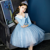 Girls spring and autumn dress Long sleeves Aisha Liandress Skirt Ocean Qi children love Princess Shapong Pong Princess Dresses Dress