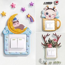 Creative minimalist Stereolamp Switch Stickup Cute Cartoon Girl Room Bedroom Home Wall Socket Decoration Wall Sticker