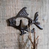 Cast Iron Flying Fish Hooks Wall-mounted Wall Hook Creative Hood Hook Garden Patio Outdoor Decoration Personality ZAKKA American