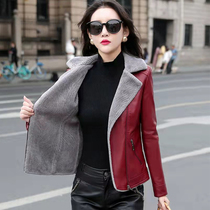 Haining leather coat padded winter 2021 new foreign style warm short warm women's coat