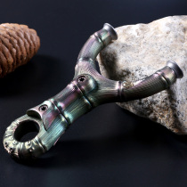 Colorful bamboo joint pure handmade all titanium alloy TC21 flat leather flying Tiger slingshot precision outdoor field competitive projectile