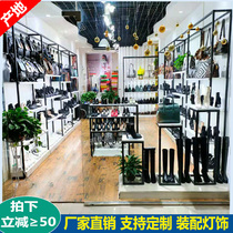 Shop shoe shop shoe rack display rack floor multi-layer with lamp display cabinet live commercial childrens shoes bag shelf