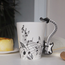 Ceramic music Cup 400ml large note cup black electric guitar coffee cup Music Festival Cup supply