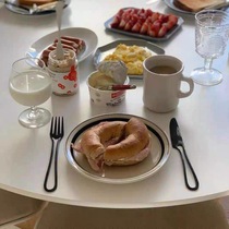 Wind Minimalist Retro Bull Steak Knife Fork Spoon Three Suits Stainless Steel Cake Dessert Hollowed-out Knife Fork Spoon Cutlery