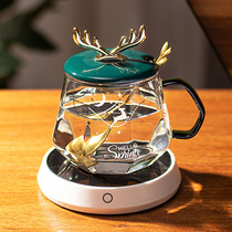 Warm Cup 55 degree thermostatic coffee cup glass cup with lid water cup heated cup household drinking water warm tea cup female