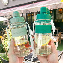 Summer strap straw plastic cup female Korean style simple outdoor sports portable portable portable cup student water Cup
