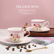 European ceramic gold-edged flower coffee cup and saucer set with English afternoon tea set exquisite pastoral style