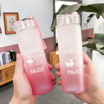 Pink girl heart High Borosilicate frosted glass outdoor portable water Cup male and female student couple Cup