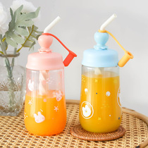 Creative high value Net red straw plastic cup cartoon cute girl portable mixing cup children gift water Cup