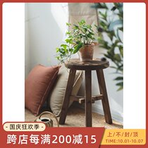 retro pastoral outdoor solid wood fir solid color round low props stool sketching wooden stool living furniture ornaments
