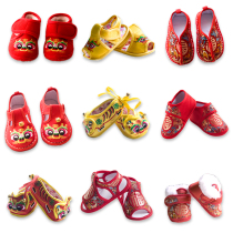 Autumn and winter baby Chinese style embroidered tiger head shoes full moon birthday red men and women baby New year shoes