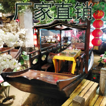 Antique wooden boat indoor dining boat High and Low single double boat boat restaurant decoration boat tourist boat sightseeing solid wood pure handmade