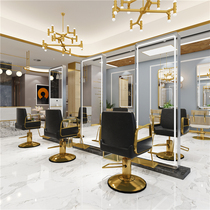 New barber shop mirror table hairdressing shop mirror hair salon special with lamp hanging wall Net red tide wall-mounted ironing mirror