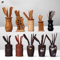 Wood clip bamboo wood tea tea brush tea clip solid wood wash cup tea set six sets set clip bamboo clip Tea Tea