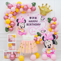 Girl Mouse Baby 1 One Years Banquet Birthday Arrangement Decoration Balloon Background Wall Net Red Poster Package Baby 2