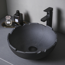 Black table basin personality creative art basin industrial wind ceramic wash basin household wash basin balcony pool plate