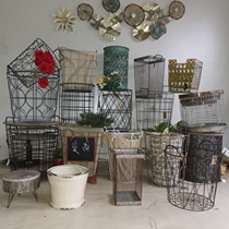 Solitary Tassel Great Collection-Export Retro Iron Art Storage Containing Frame Debris Basket Gardening Outdoor Flower Barrel Flower Racks Suit