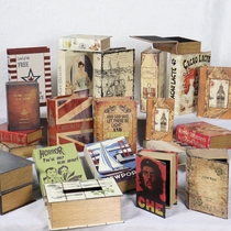 European retro nostalgic book box shooting props creative ornaments wooden fake book storage box study bookcase decorations