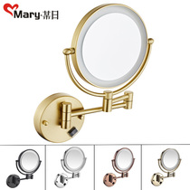 Bathroom LED folding makeup mirror Bathroom household toilet Wall-mounted beauty mirror Telescopic magnifying double-sided mirror