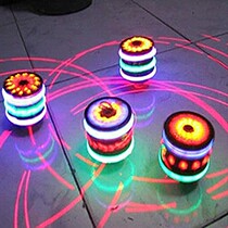 Seven colorful music luminous tops for hot selling children turn for turning and flashy electric toy magic imitation woody tops